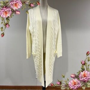 Elegant Cream off‎ yellow Open-Front long sleeve Cardigan